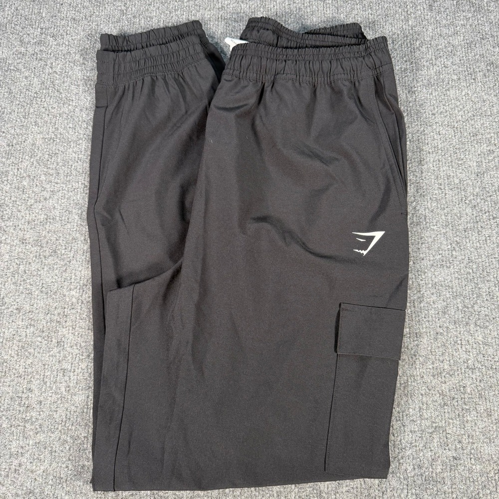 Gymshark Arrival Woven Cargo Pants Black Mens Small Joggers B2C5Z #4295